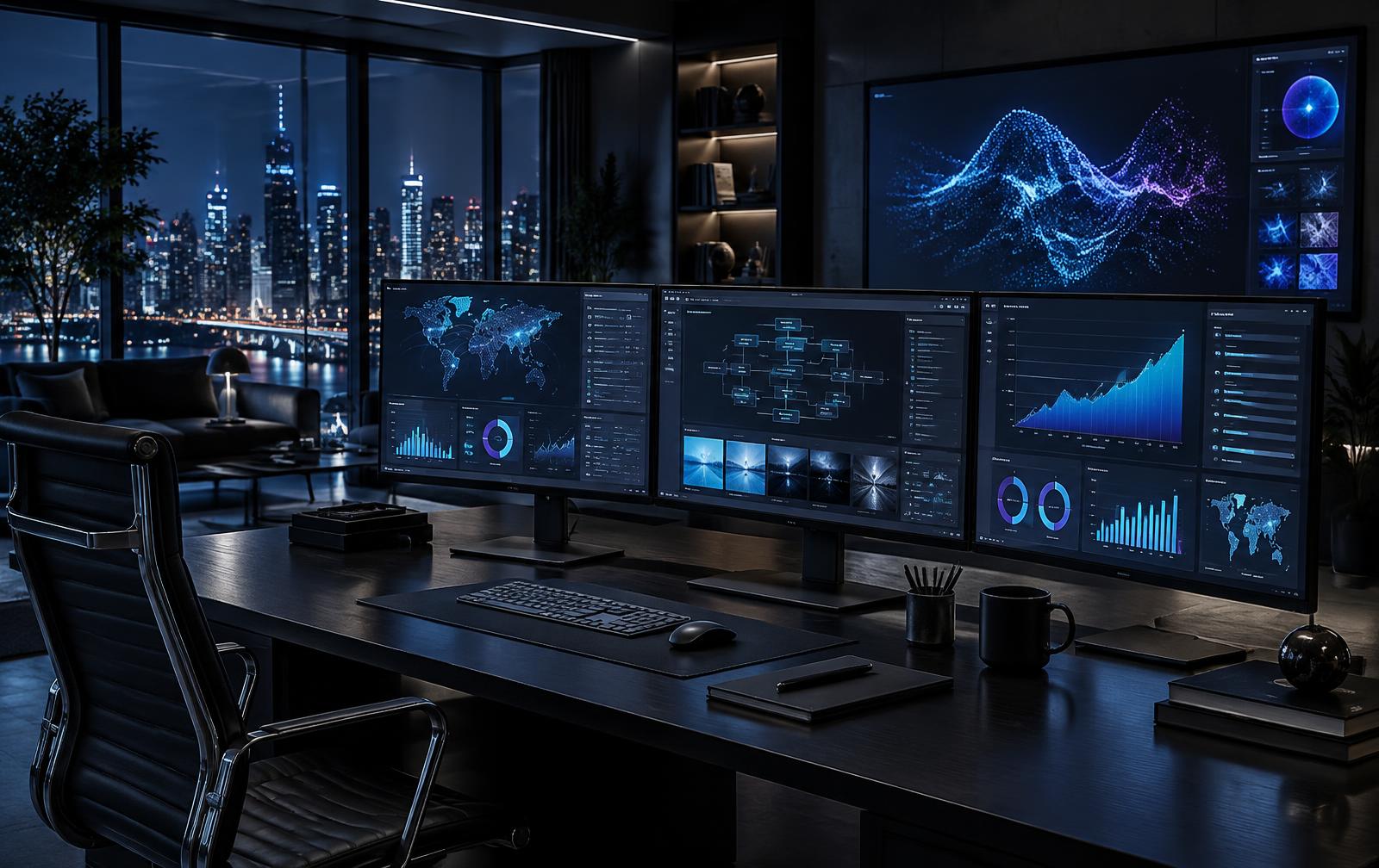 Futuristic strategic project management workspace